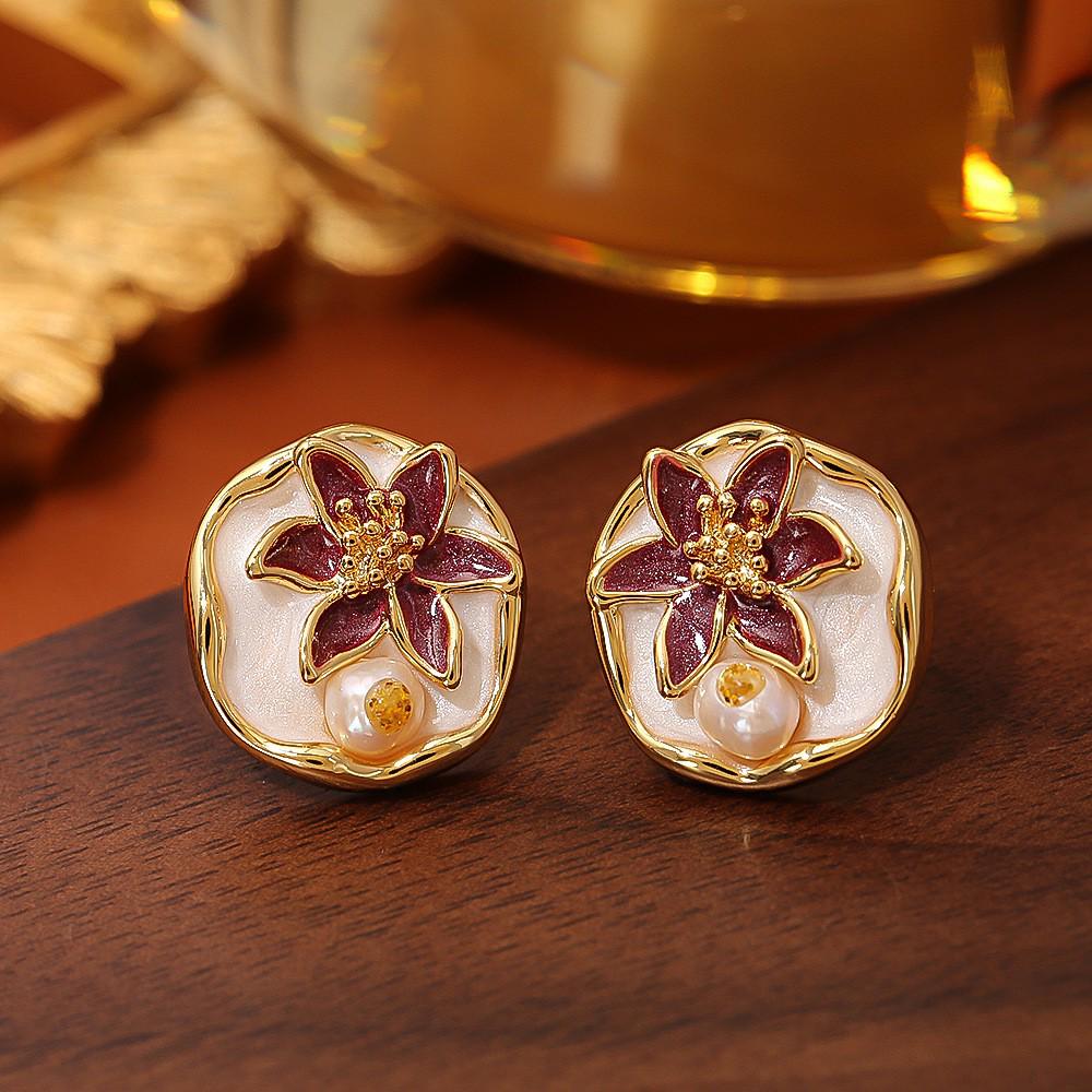 Monet Garden Medieval Baroque Pearl Earrings - Elegant, Retro Style for Women