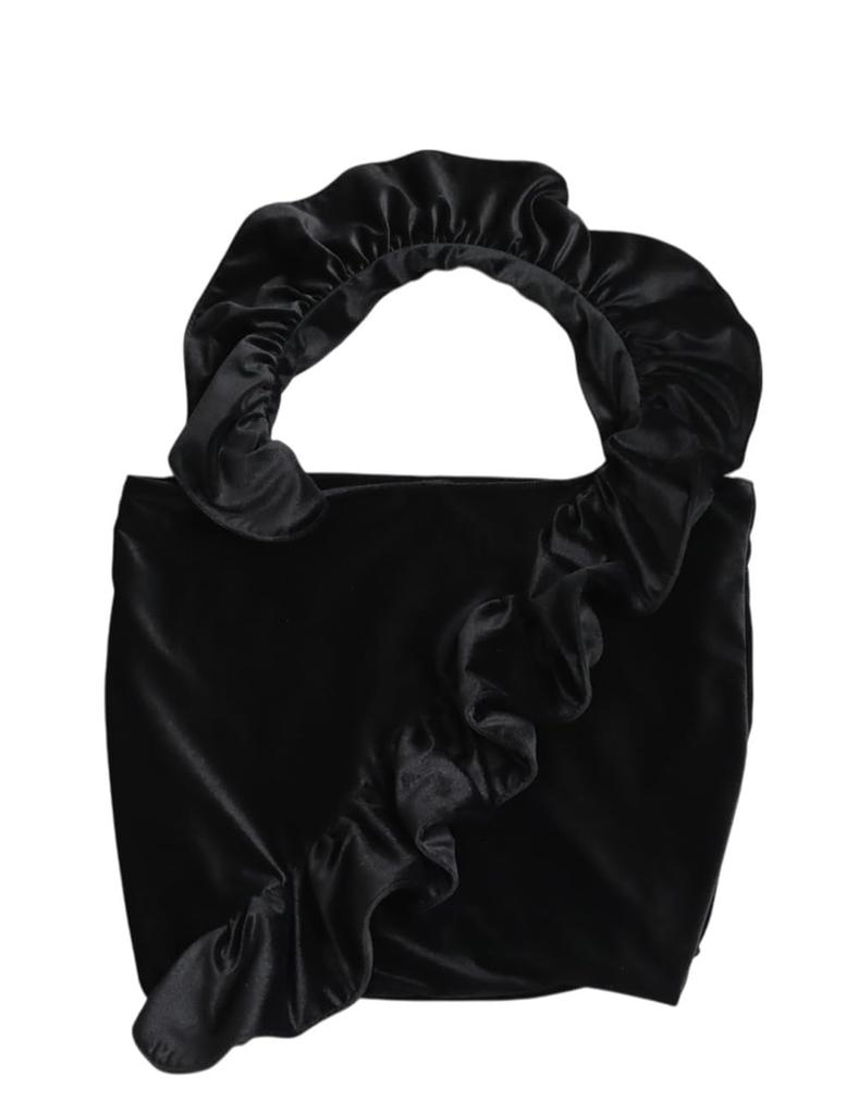 Antiqua Frill Design Velvet Bag, Women's, PB-00072 05, Black