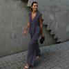 Women's Cotton V-neck Sleeveless Top Waistcoat Trousers Suit New Solid Colour Temperament Commuter Two-piece Suit