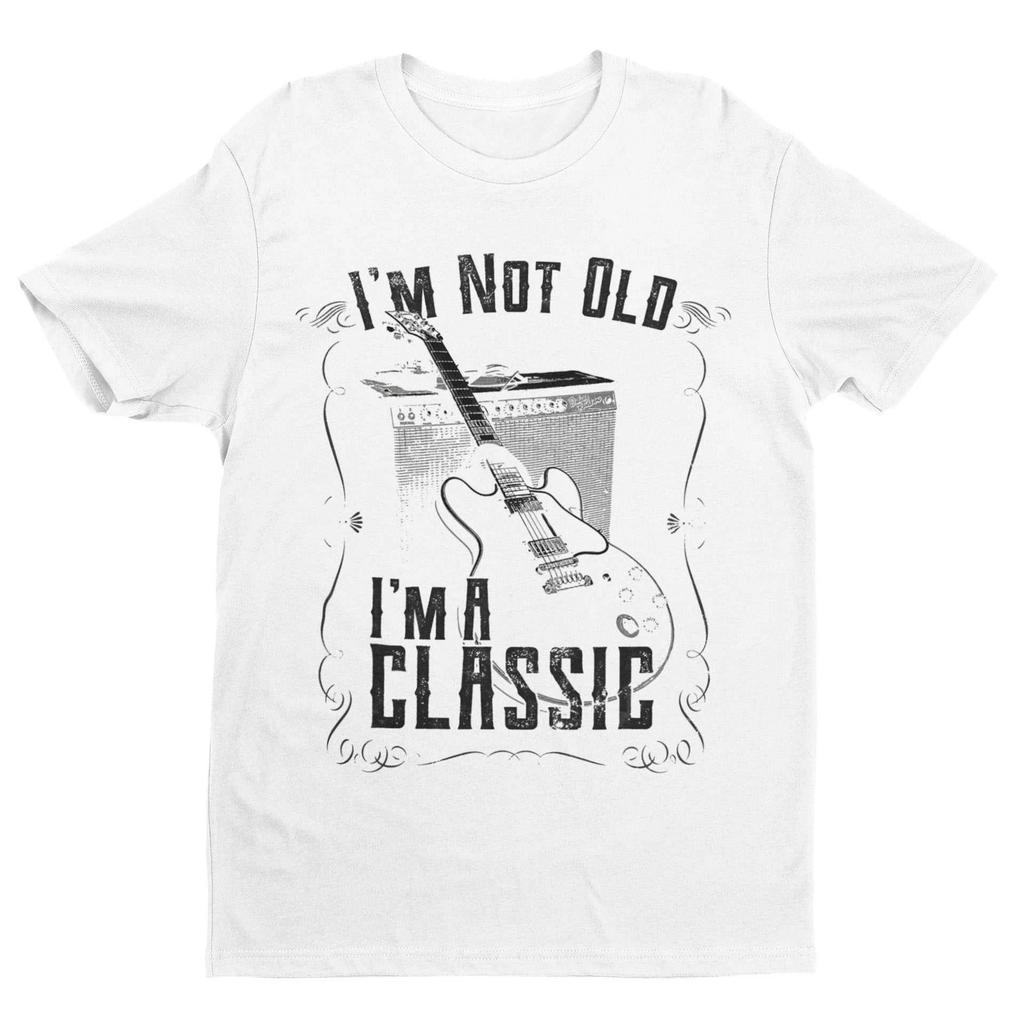 Funny Guitar T-shirt I'm Not Old I'm A Classic Amp Retro Guitarist Dad Grandpa Same Streetwear for Men and Women Pure Cotton