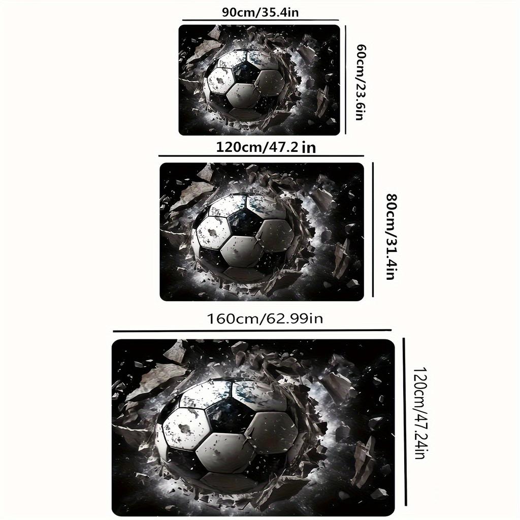3D Sports Soccer Creative Area Rug, Machine Washable, Living Room Mat, Home Decor