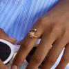 Youthway Fashion White Zirconia Sun Open Ring Stainless Steel 18k Gold Color - Plated Women's Ring Suitable for Everyday Wear