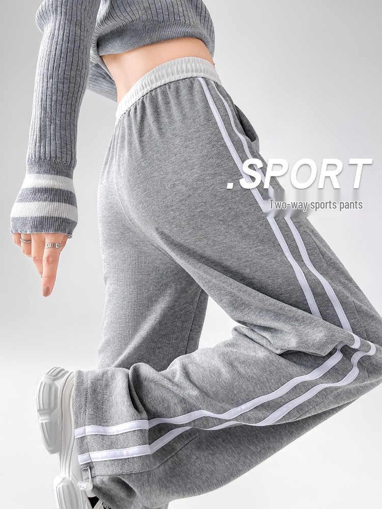 Women's Retro Striped Colorblock Wide-Leg Sweatpants