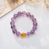 Amethyst Crystal Bracelet Natural Purple Beads Iron Alloy