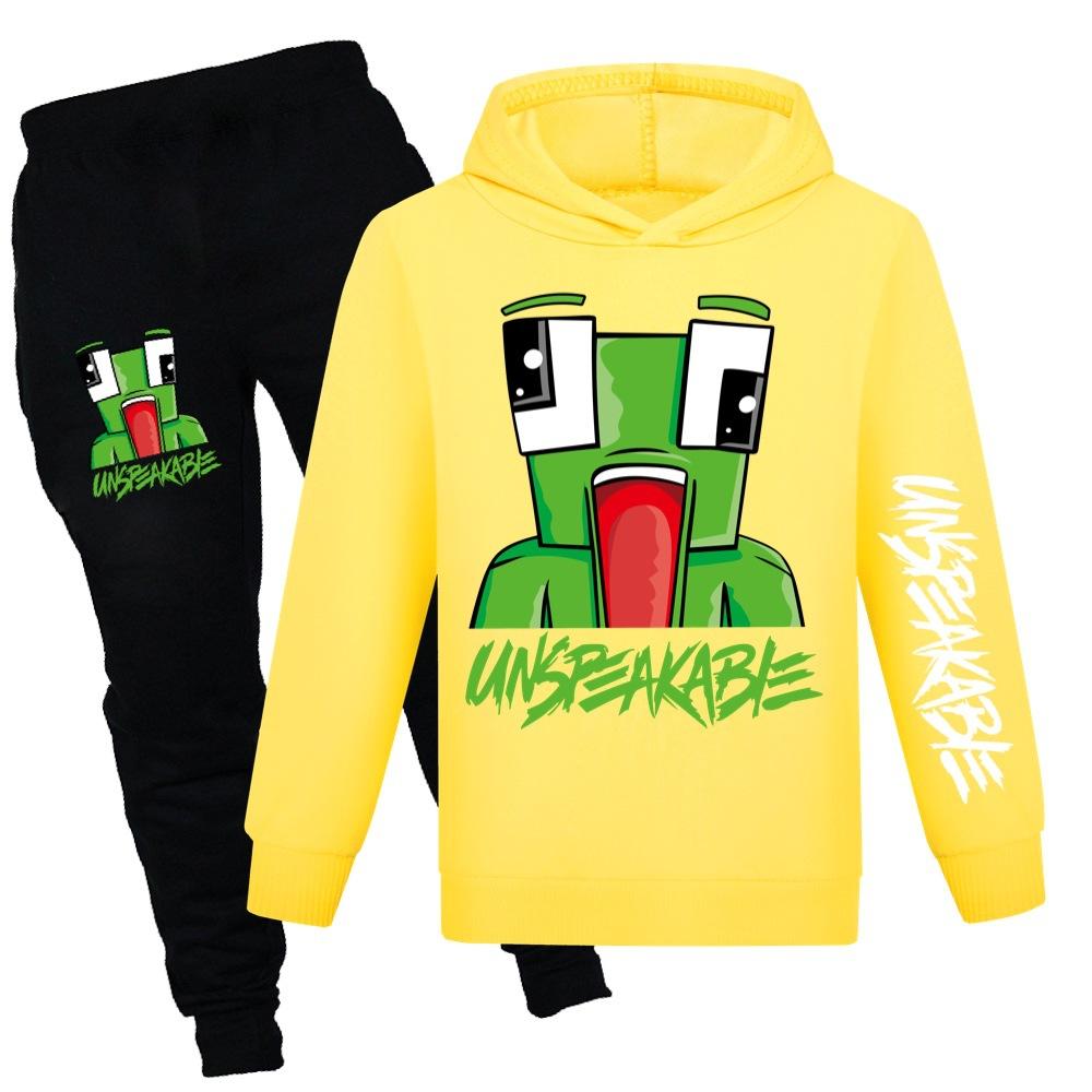 Boys Comfortable Warm Sweater Casual Hooded Loose Printing Clothing Sets Boys