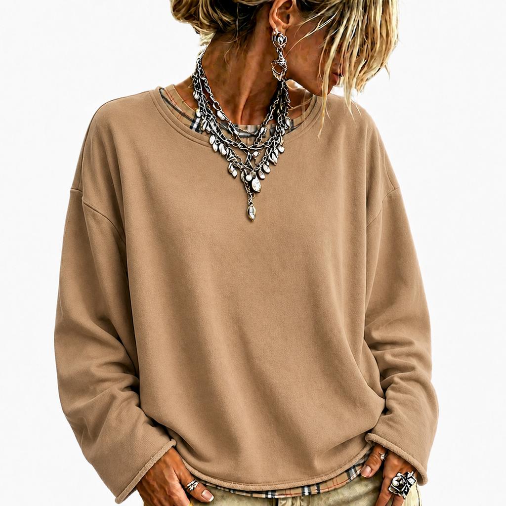 Damenmode Lässiges lockeres Langarm-Sweatshirt Pullover für den Alltag