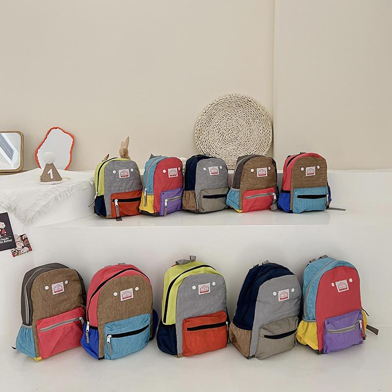 Color Block Design Children's Backpack Stylish And Breathable School Bag