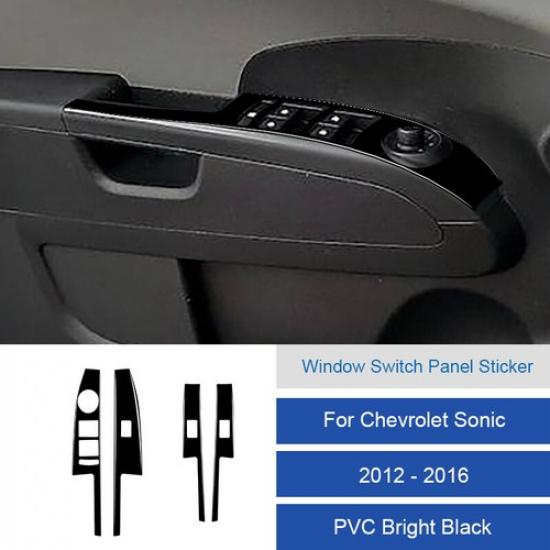 4pcs For Chevrolet Sonic 12-16 Carbon Fiber Door Window Switch Panel Cover Trim