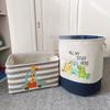 Cartoon Toy Storage Basket & Foldable Canvas Laundry Hamper, Collapsible Clothes Organizer Bin with Handles for Kids Room