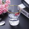 Nordic Gold-Painted Glass Cup with Vertical Stripes - Transparent Beverage, Juice, and Coffee Cup with Gold Rim