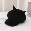Vintage Beret Hat Cute Cat Ears Octagonal Cap Fashion Peaked Caps  for Women Girls