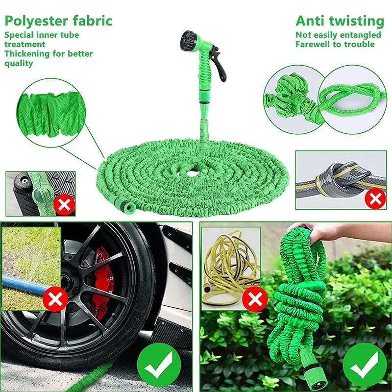Expandable Magic Hose High Pressure Car Wash 7 Water Spray Functions Garden Watering Water Gun Flexible Hose for Home Lawn Yard
