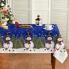 Christmas Polyester Tablecloth Snowman Print Lightweight Stain Resistant Dining Decor Long Table Cover
