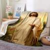 6 Size Merciful Jesus Christian God Flannel Art Blanket Throw Sofa Bed Cover Four Season Soft Fluffy Quilt Blanket Flannel Throw