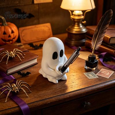 Modern Home Office Storage Halloween Ghost Pen Holder, 3D Printed Desk Organizer, Decorative Cute Stationery for Anthropomorphic Figurine And