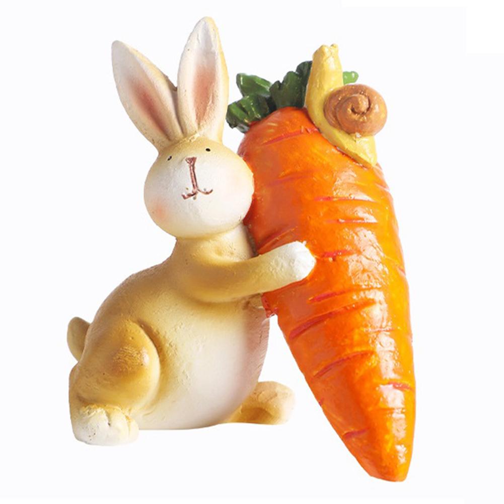 

Easter Rabbit Sculpture Resin Bunny Holding Carrot Ornament Creative Rabbit Figurine for Christmas Birthday Holiday Gift