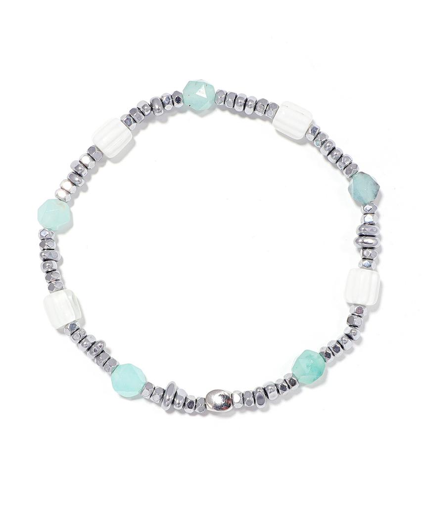 Polalita 064 Mint Crystal Stone & 132 Mint Amazonite Hematite Bracelet Set (Plt-Bs-006_Mt)