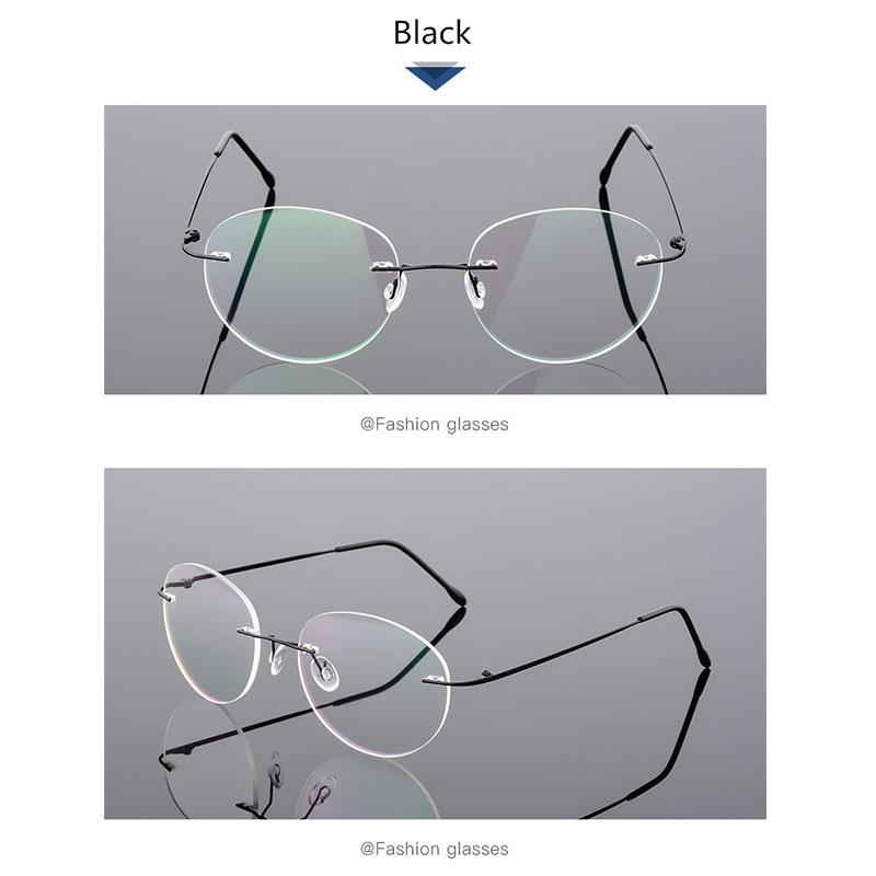 Titanium Alloy Framless Oval Myopia Glasses Finished Women Men Ultra-Light Rimless Prescription Eyeglasses 0 -0.5 -0.75 To -6.0