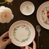 Assiettes en céramique à fleurs de style français, style rétro rose, pour dessert, petit gâteau, assiette à dîner, pour le thé de l'après-midi, vaisselle exquise