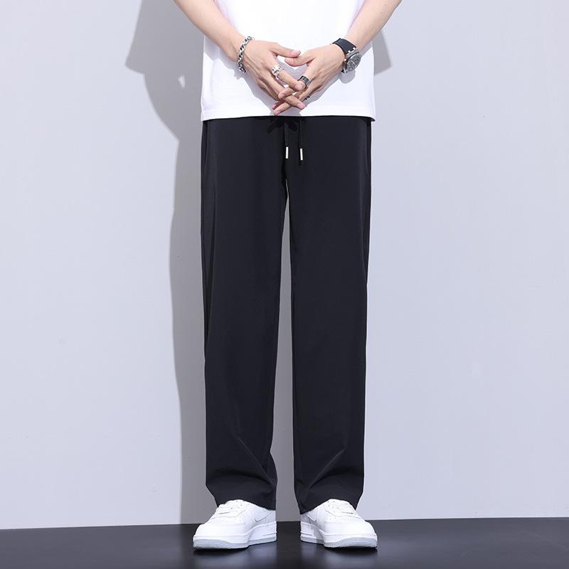 New men's ice silk nylon casual pants loose straight new long pants versatile trend spring and summer