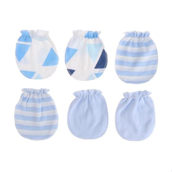 

3Pairs/Set Breathable Adjustable Newborn Baby Cotton Mittens Anti Scratch Gloves светло-синий