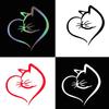Creative Cats &Heart Pattern Car Sticker Reflective Safety Decal Strong PVC Decal for Vehicle Glass Night Driving
