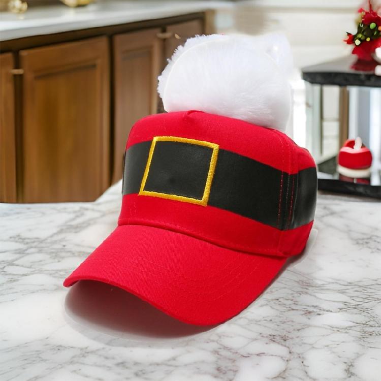 Christmas Baseball Hat Unisex Cosplay Costume Lovely Bobbles Santa Hat Stage Props Hat Festival Headwear for Adult Teens