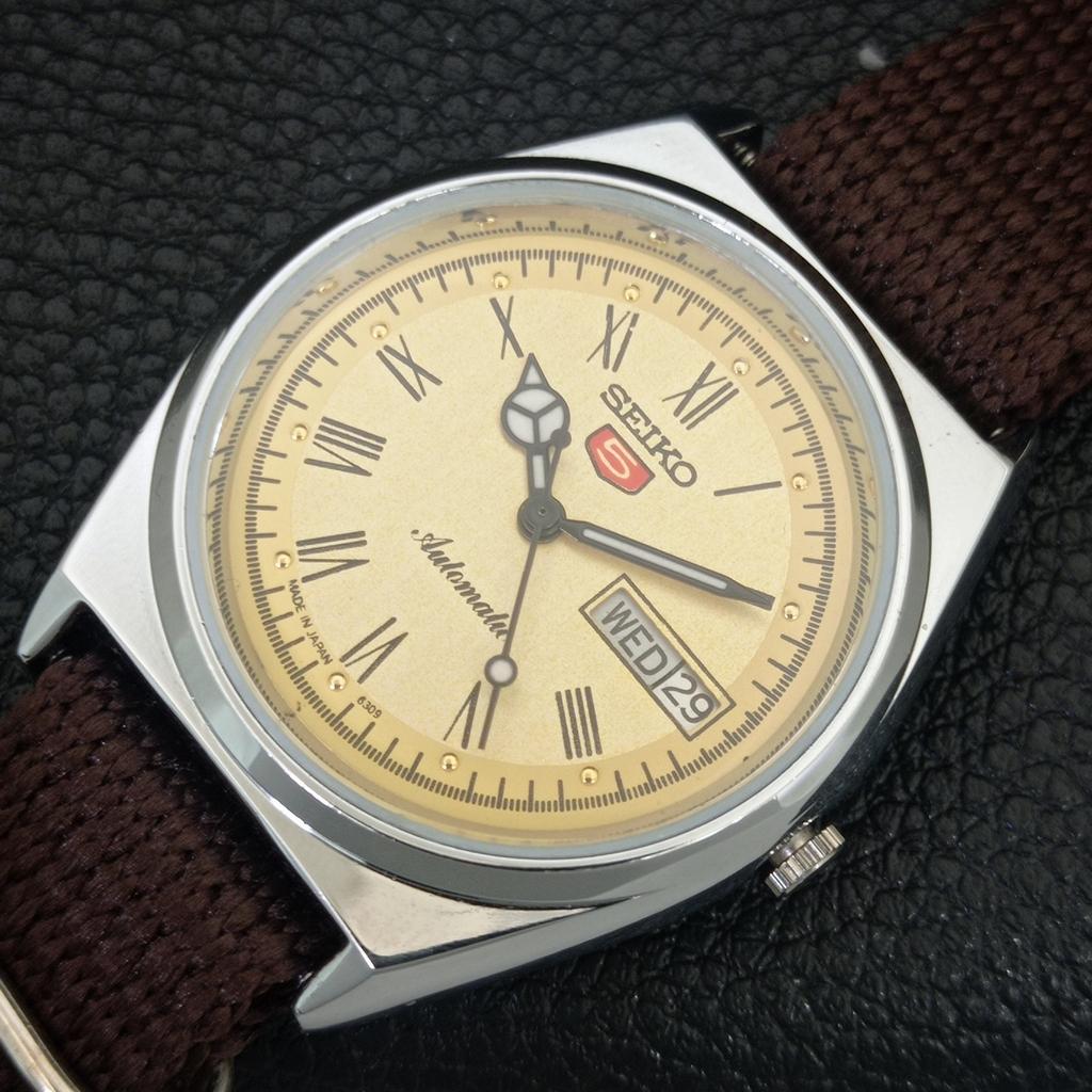 VINTAGE REFURBISHED SEIKO 5 AUTOMATIC JAPAN MENS ROMAN FIGURE WATCH a442631-1