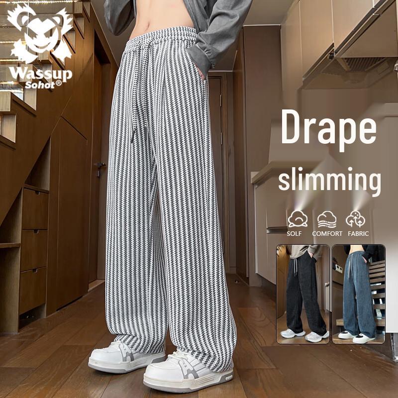 Wassup Sohot Men s Herringbone Chenille Loose Straight Casual Pants 2XL