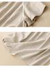 Elegant Summer 2026 Cotton Linen Dress - Artistic, Round Neck, Mid-Sleeve, Belted, Wide Hem