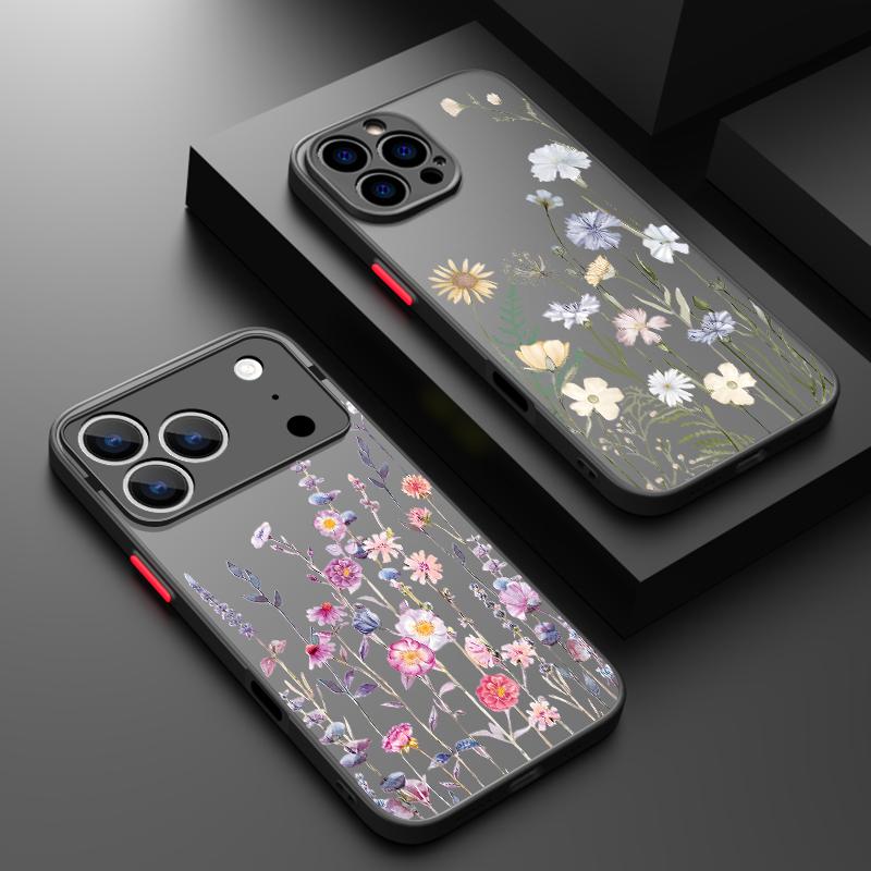 Little Flowers Print Phone Case For iPhone 17 Air 16 15 14 13 12 Pro Max 17 Pro 16e 11 Matte Shockproof Soft Edge Hard PC Cover