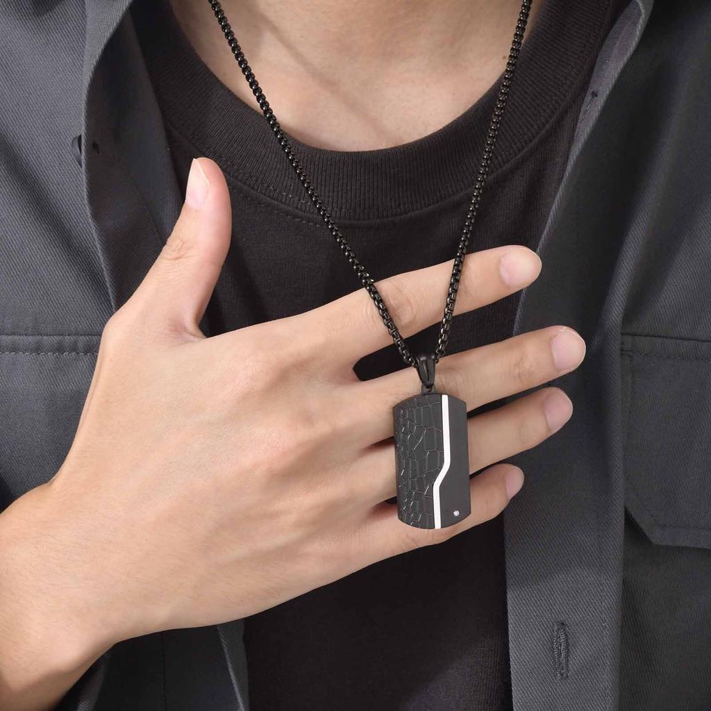 Valentine's Day Gift Stainless Steel Jewelry Dog Tag Man Necklace Pendant For Wedding Birthday Party Dad Boyfriend