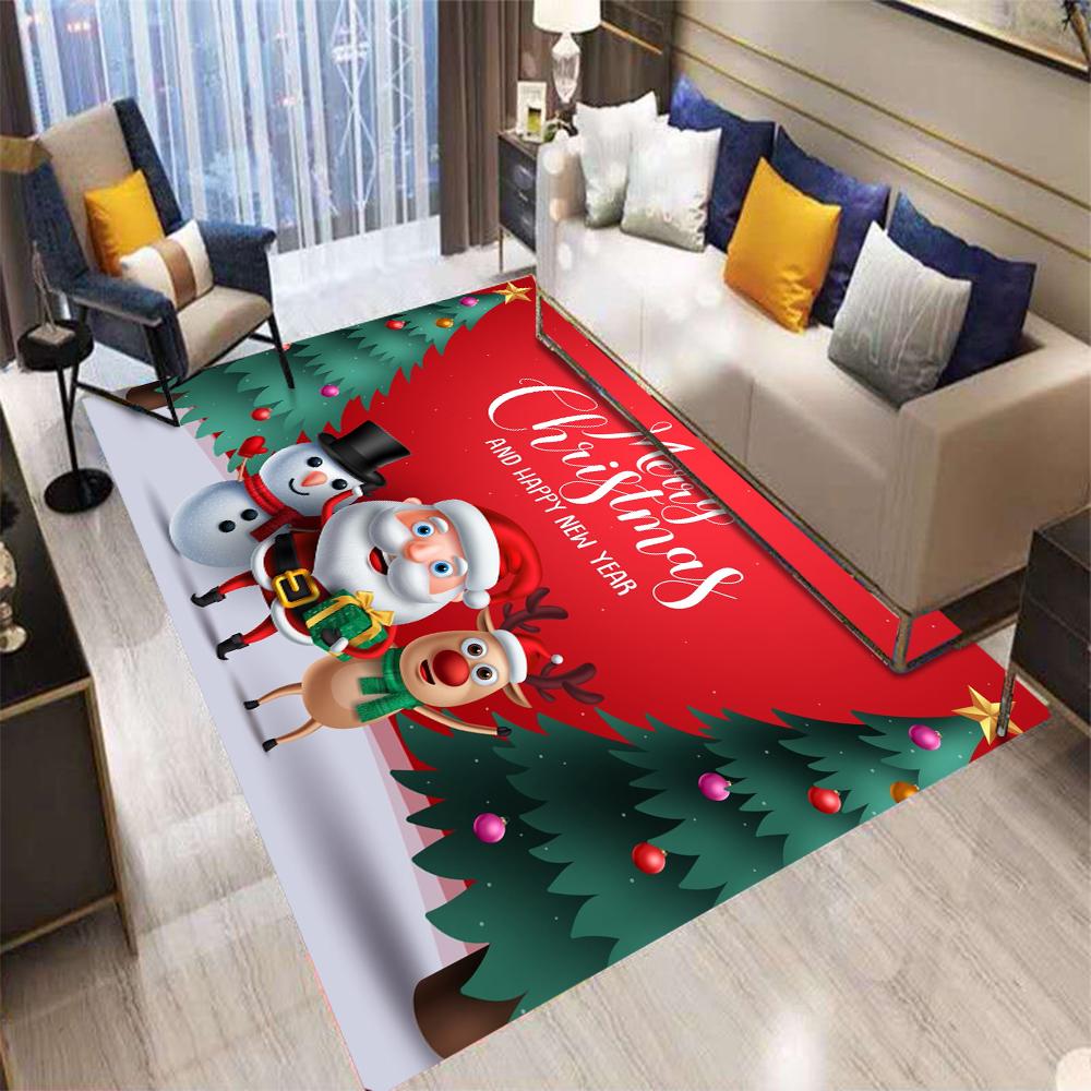 Christmas Theme Carpets for Living Room Decor Bedroom Bedside Area Rugs Non-slip Washable Home Hotel Coffee Table Sofa Floor Mat
