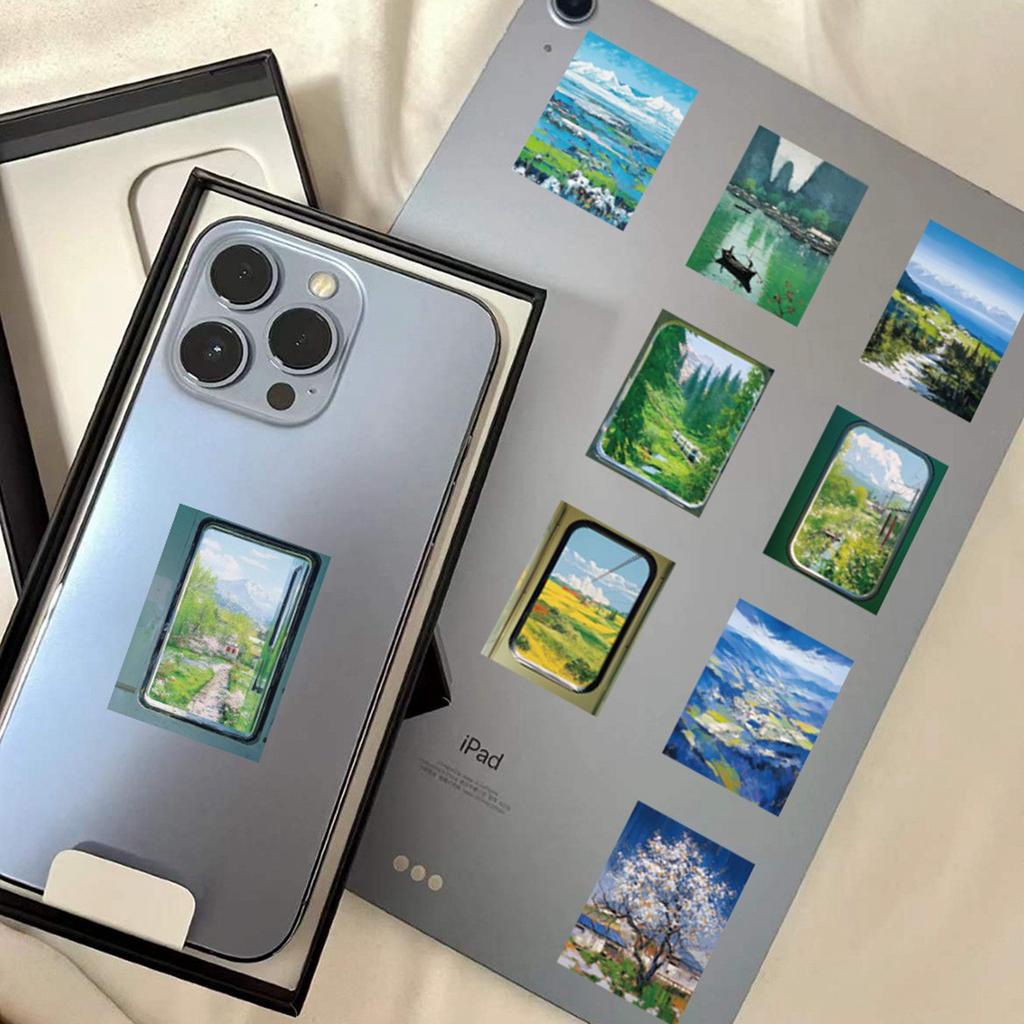 Ölgemälde-Aufkleber fangen die schönen Momente ein, die von Ölgemälden festgehalten werden.. Kleine und klare Hand-Konto-Material-Dekoraufkleber