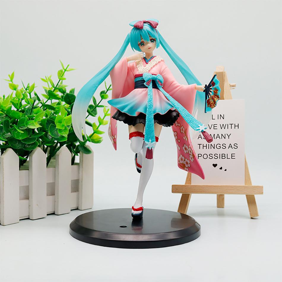 Anime Hatsune Miku Anime 20cm Figure Pink Dress PVC Model Action Cherry Pink Cherry Blossom Decoration Gift In Stock
