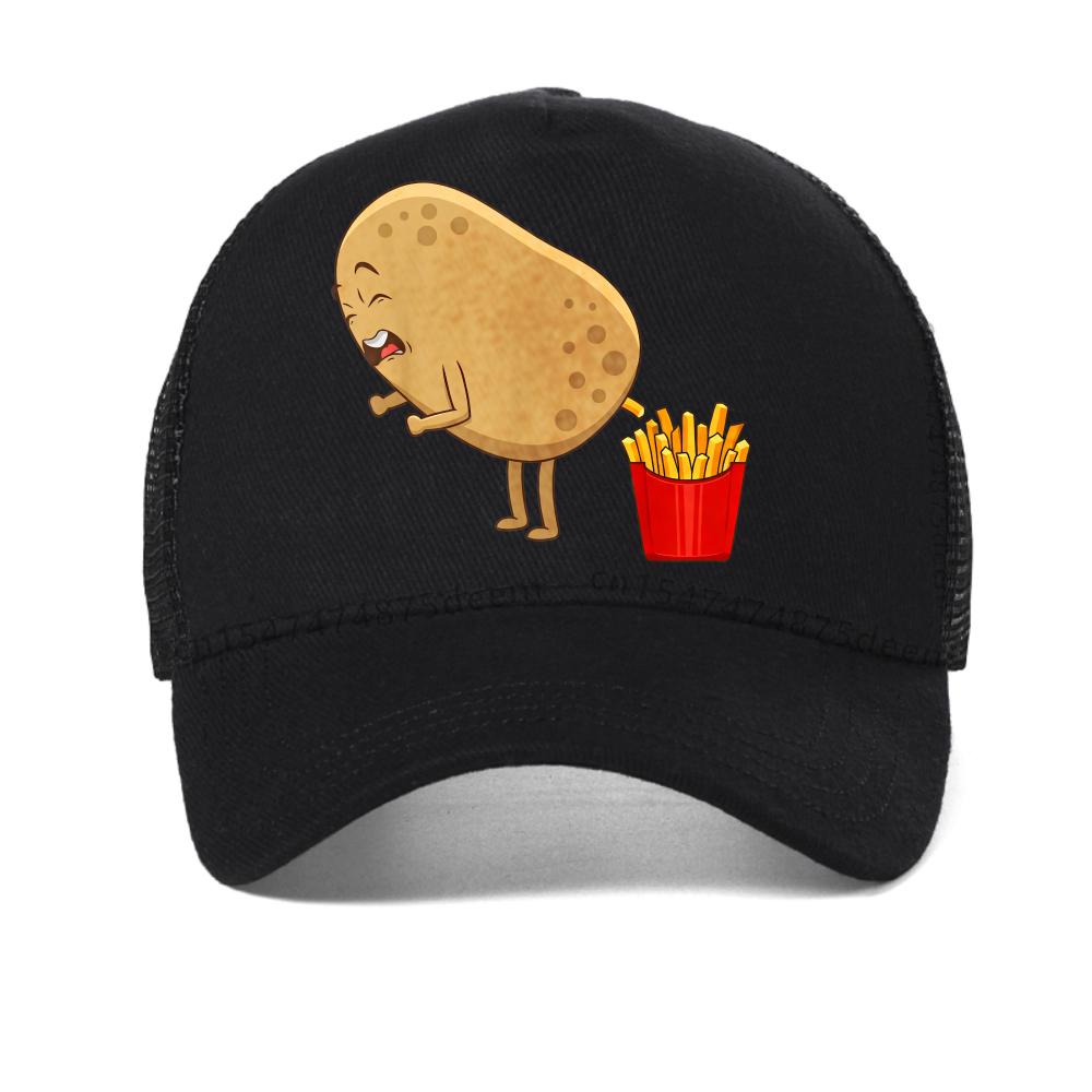 Funny French Fries Design for Unisex Women Potato Lovers Baseball Cap Outdoor Mesh Breathable Adjustable Hats Mesh Snapback Hat