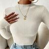 Women's Mock Neck Long Sleeve Crop Knit Top Regular Fit Solid Ribbed Sweater