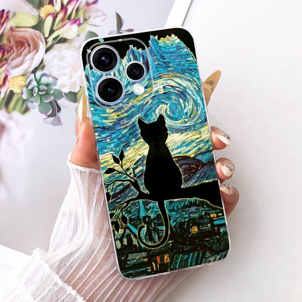 For Oppo Reno 15 5G Case Cover Transparent Fashion Butterfly Cute Cat Cool Painted Soft Bumper For Oppo Reno 15 CPH2825 Casing