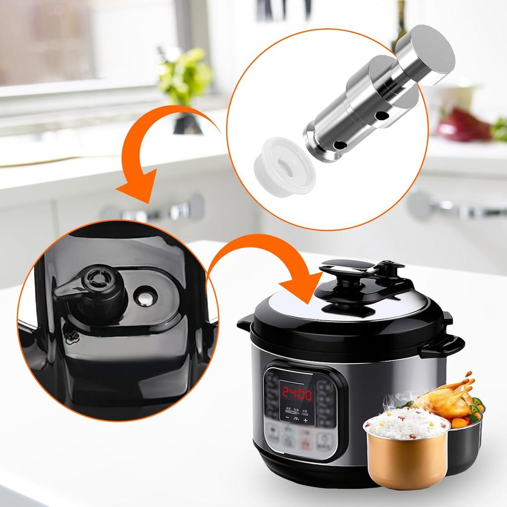 2 Pcs Pressure Cookers Float Valve Universal Replacement Parts for Duo 3, 5, 6 Qt, Duo Plus 3, 6 Qt, Ultra 3, 6, 8 Qt, Lux 3 Qt with 6Pcs Silicone