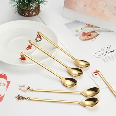 Fashion New Year Christmas Stainless Steel Coffee Spoon Table Ornament Tableware
