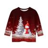 Christmas Day Print Tops For Youth Girls 4-11 Years Round Neck 3/4 Sleeves T-Shirts Trendy Tops Outfit Tees