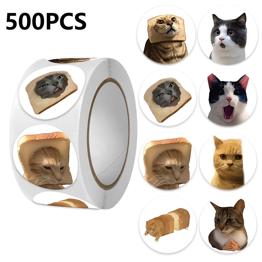 100-500PCS Funny Stickers Cat Cartoon Roll Stickers Animal Packaging Stickers Photocard decor Pack Lables