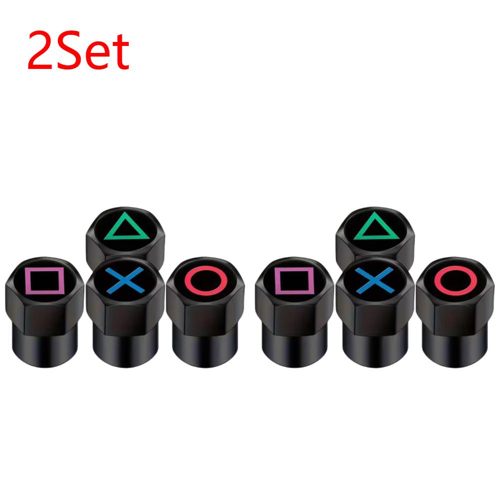 4-40Pcs Car Wheel Tire Valve Caps Dustproof Game Button Symbol Tyre Stem Air Cover Aluminum Tire Valve Caps Car Styling