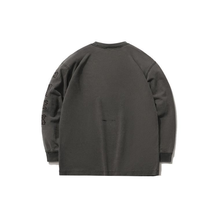 Li Ning Sports Fashion Series Loose Knit Sports Crewneck Sweatshirt Men Sweatshirt Denim-Gray AWDR225-2