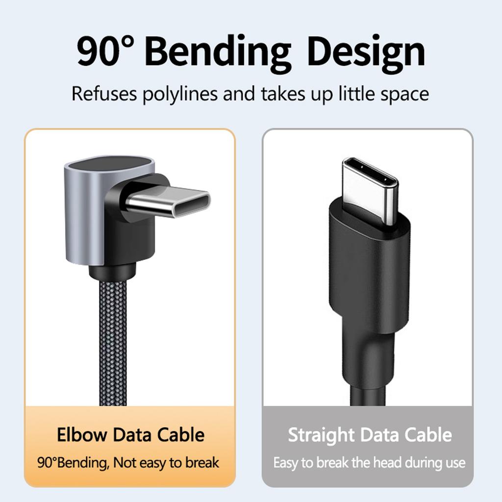 Short 90-Degree Right-Angle USB Type-C to a Cable Nylon Material Power Bank Data Transfer Cord for iPhone 17 for for S25