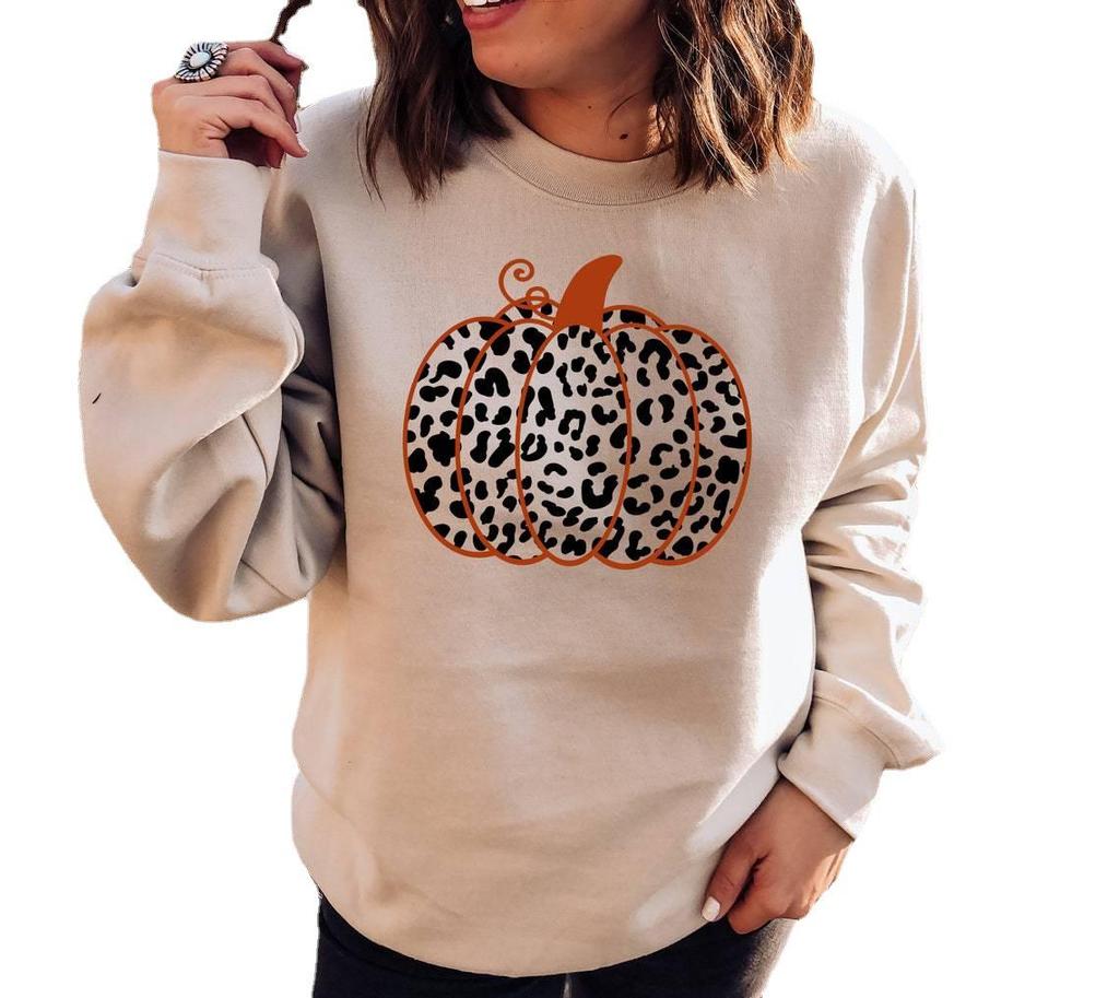 Dámská Halloweenská Mikina s Potiskem s Kulatým Výstřihem a Dlouhým Rukávem - Kolekce Podzim/Zima 2025 (Evropa a Amerika)