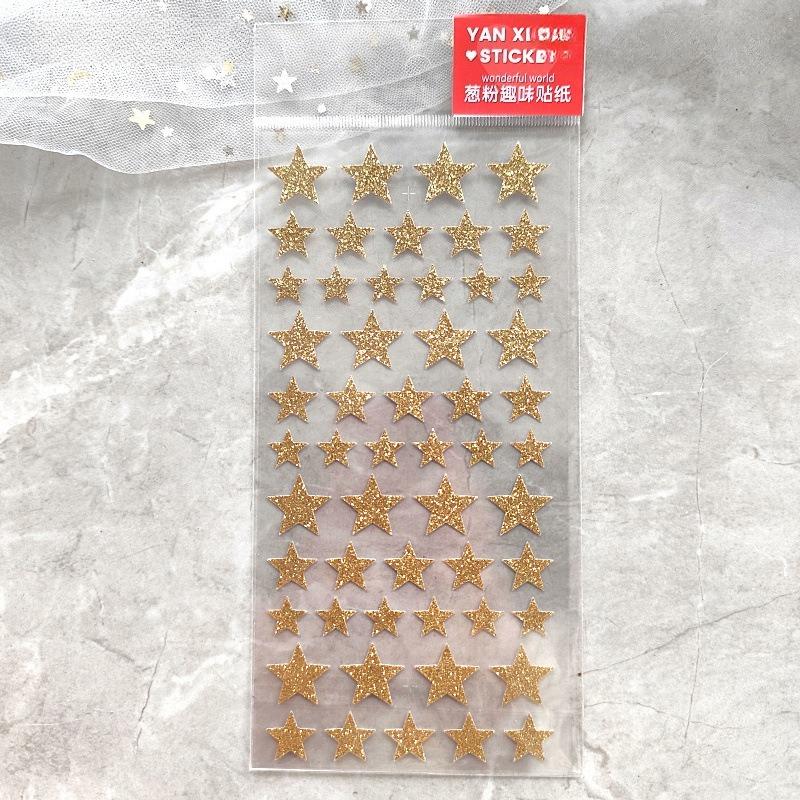 1pc Colorful Bronzing Star Sticker Gold Red Love Girl Handmade Dress Material Reward Sticker Scrapbooking Stickers Aesthetic