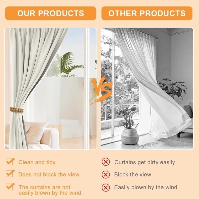 Natural Fiber Curtain Tie Set of 4 Woven Rope Window Drape Tiebacks Decoration