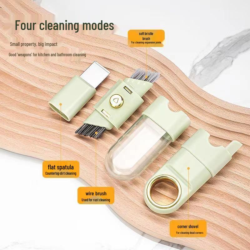 Multifunkční čisticí kartáč 4 v 1: Plast, ocelový drát, škrabka a nástroj na čištění spár pro hloubkové čištění kuchyně