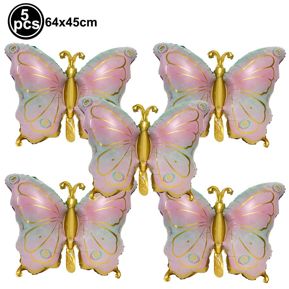 5pcs Colorful Butterfly Foil Balloons Butterfly Balloons Butterfly Themed Balloon Party Birthday Wedding Baby Shower Decors 5